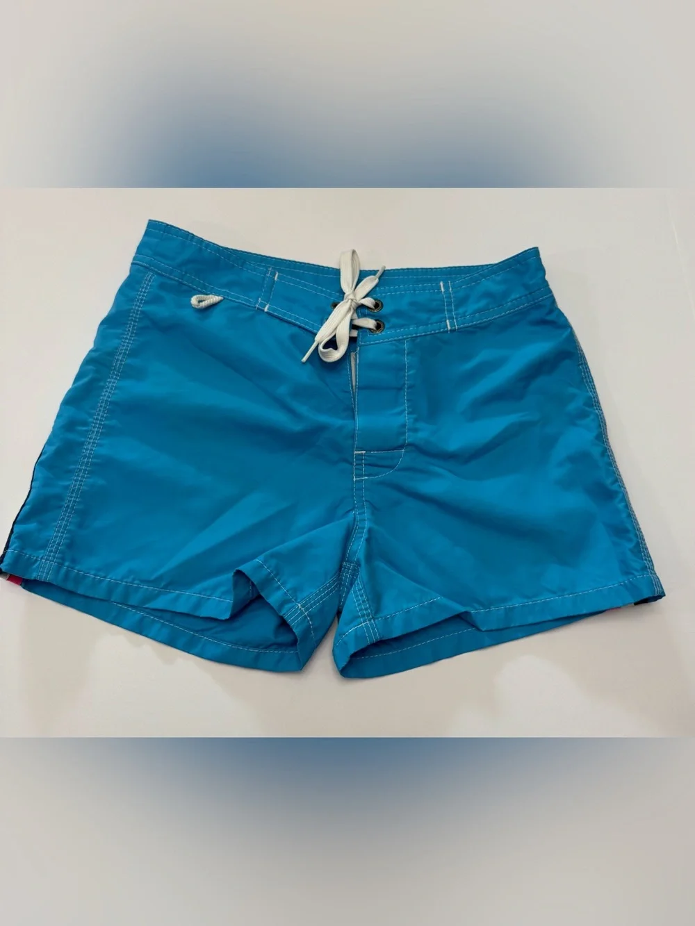 Sundek Bright Blue Kids Swim Trunks with White Drawstring Size 10